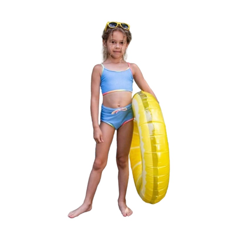 APPAMAN Girl's Stella Swimsuit Short Set Size 10 Blue Digital Denim UPF 50+ NWT