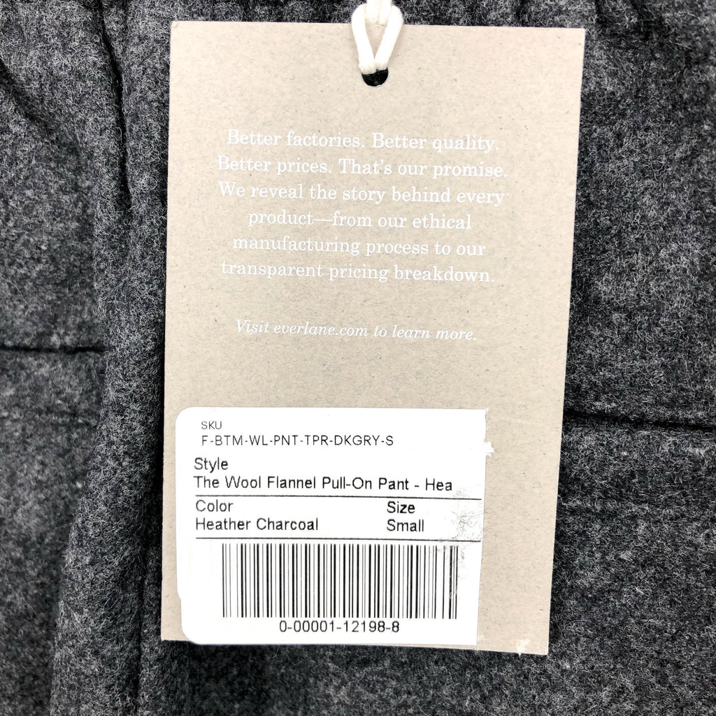 Everlane Womens The Wool Flannel Pull-On Pants Small Grey Heather Charcoal NWT