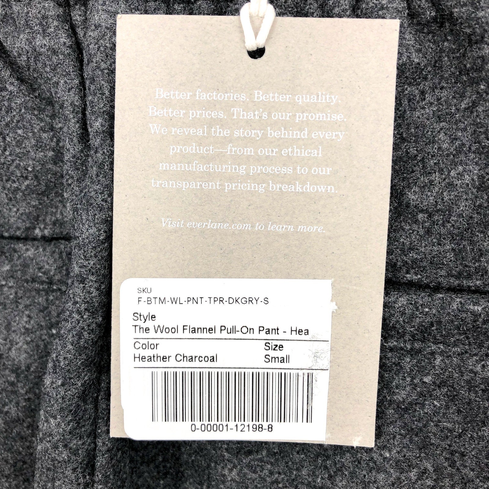Everlane Womens The Wool Flannel Pull-On Pants Small Grey Heather Charcoal NWT