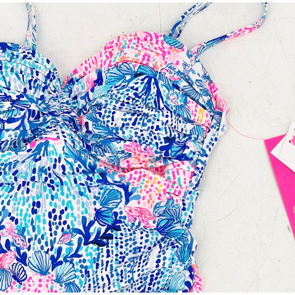 LILLY PULITZER Womens Layne One-piece Swimsuit Size 0 Blue Pink Sway with Me NWT
