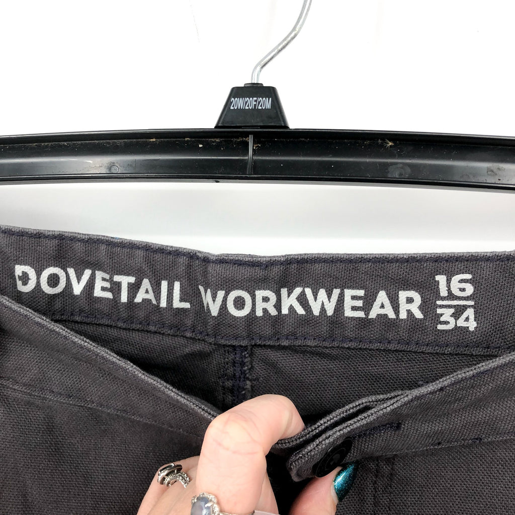 DOVETAIL WORKWEAR Women's Britt Utility Pants Size 16/34 Dark Grey Canvas NWT