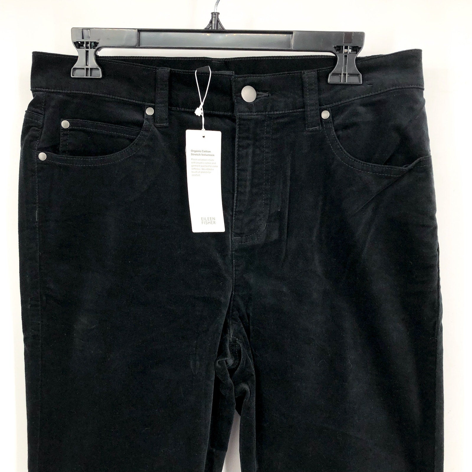 Eileen Fisher Women's Slim Ankle Jeans Medium Black Velveteen High Waisted NWT