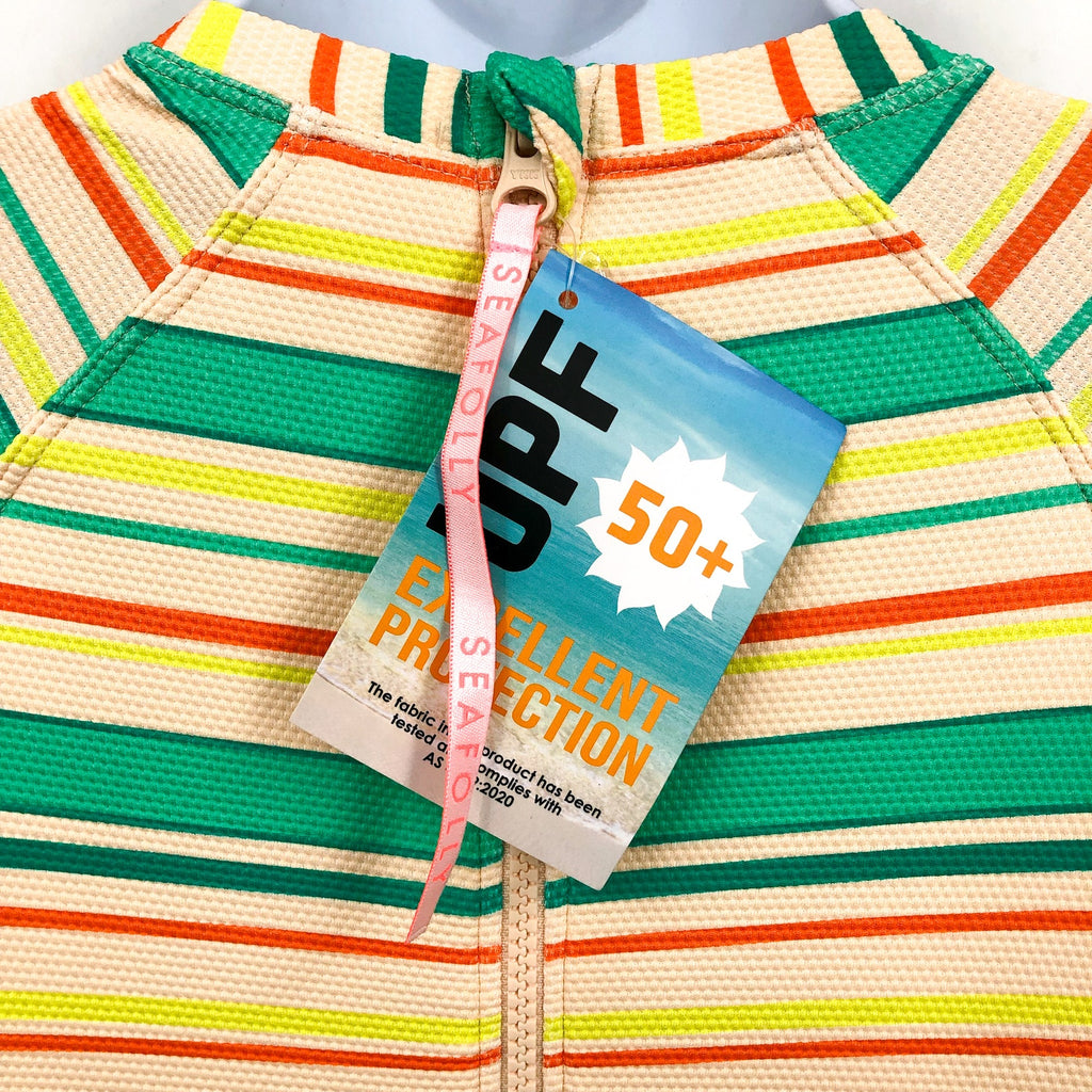 SEAFOLLY Girls Tropical Night One Piece Swimsuit US 12 Green Stripe NWT