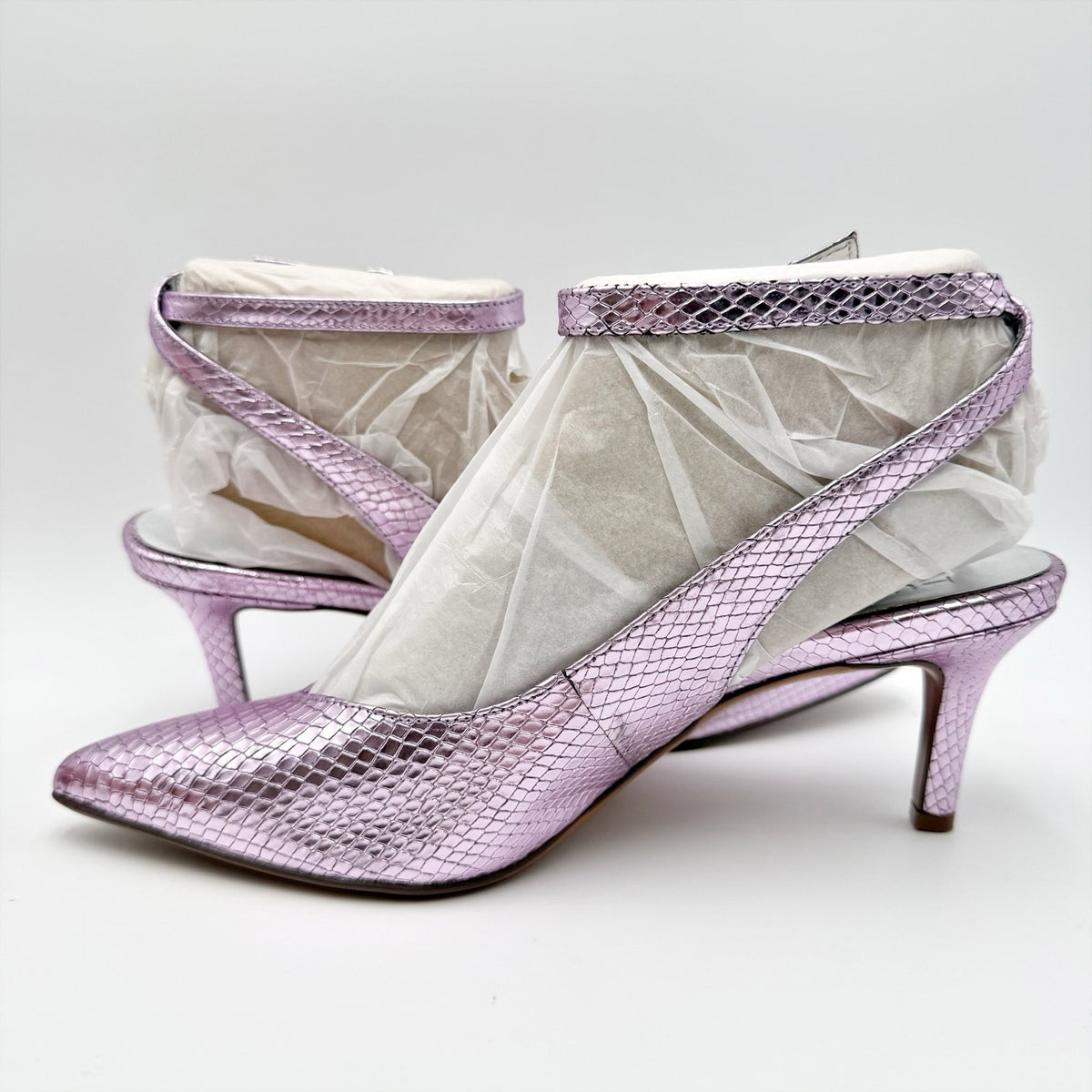 Naturalizer Womens Eliya Slingback Pumps US 8.5 Wide Purple Metallic Leather NIB