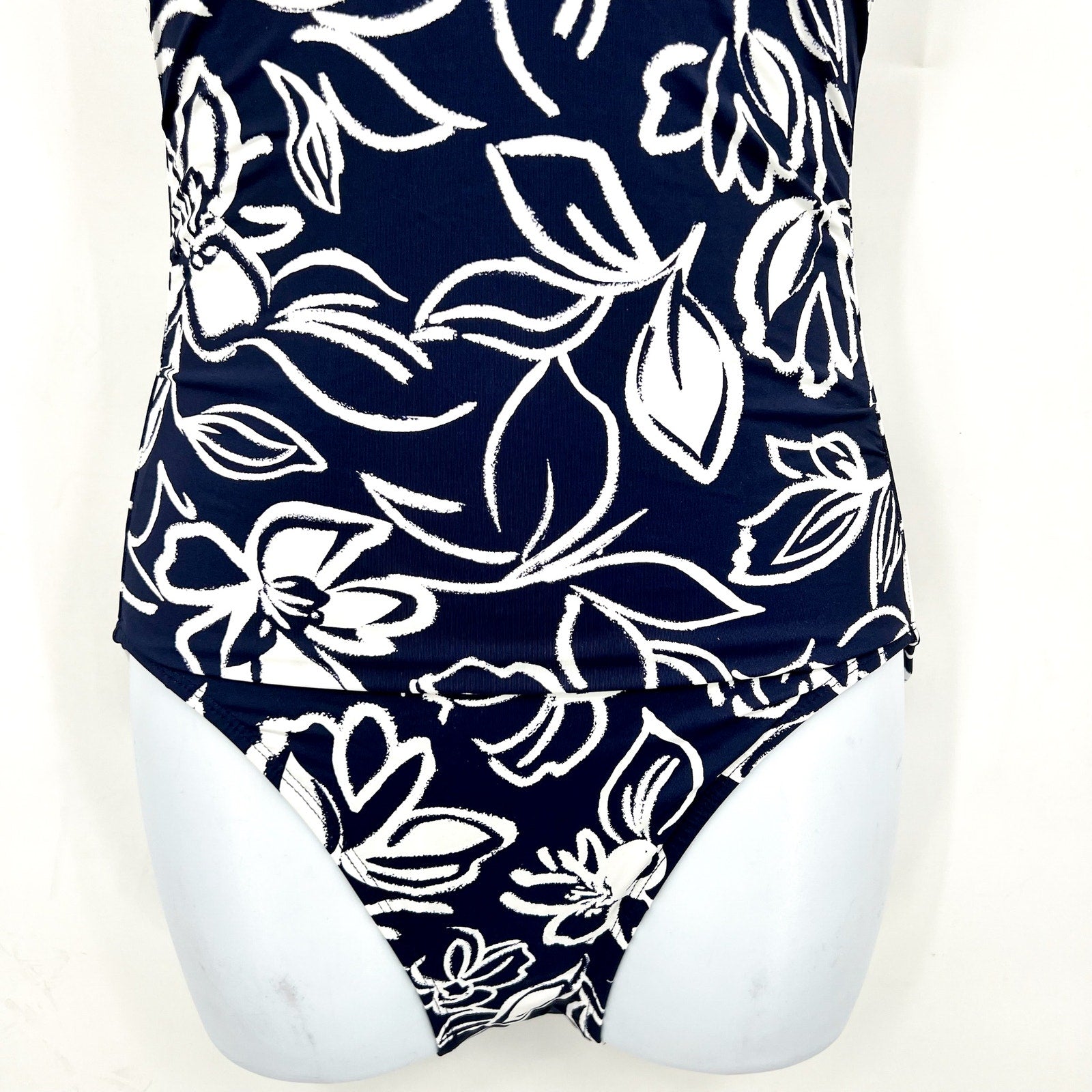 LAUREN RALPH LAUREN Allora Underwire OTS One Piece Sz 10 Blue White Floral NWT