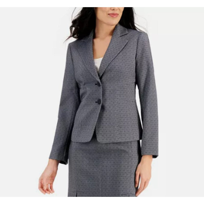 LE SUIT Women's Two Button Blazer 16W Midnight Navy Blue Gray Jacket NWT