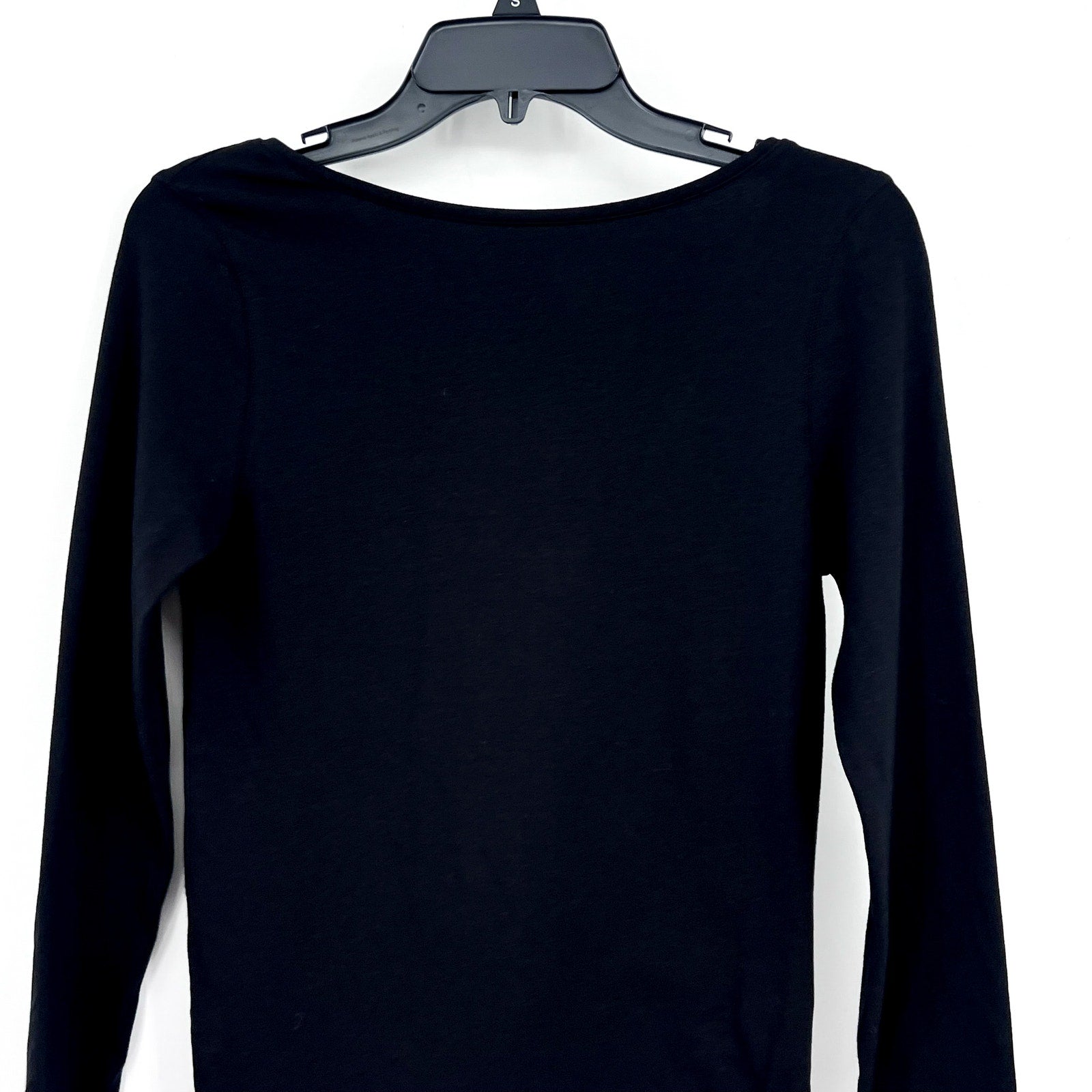 EVERLANE Women's The Supima® Form Scoop-Back Tee Small Black Long Sleeve NWT