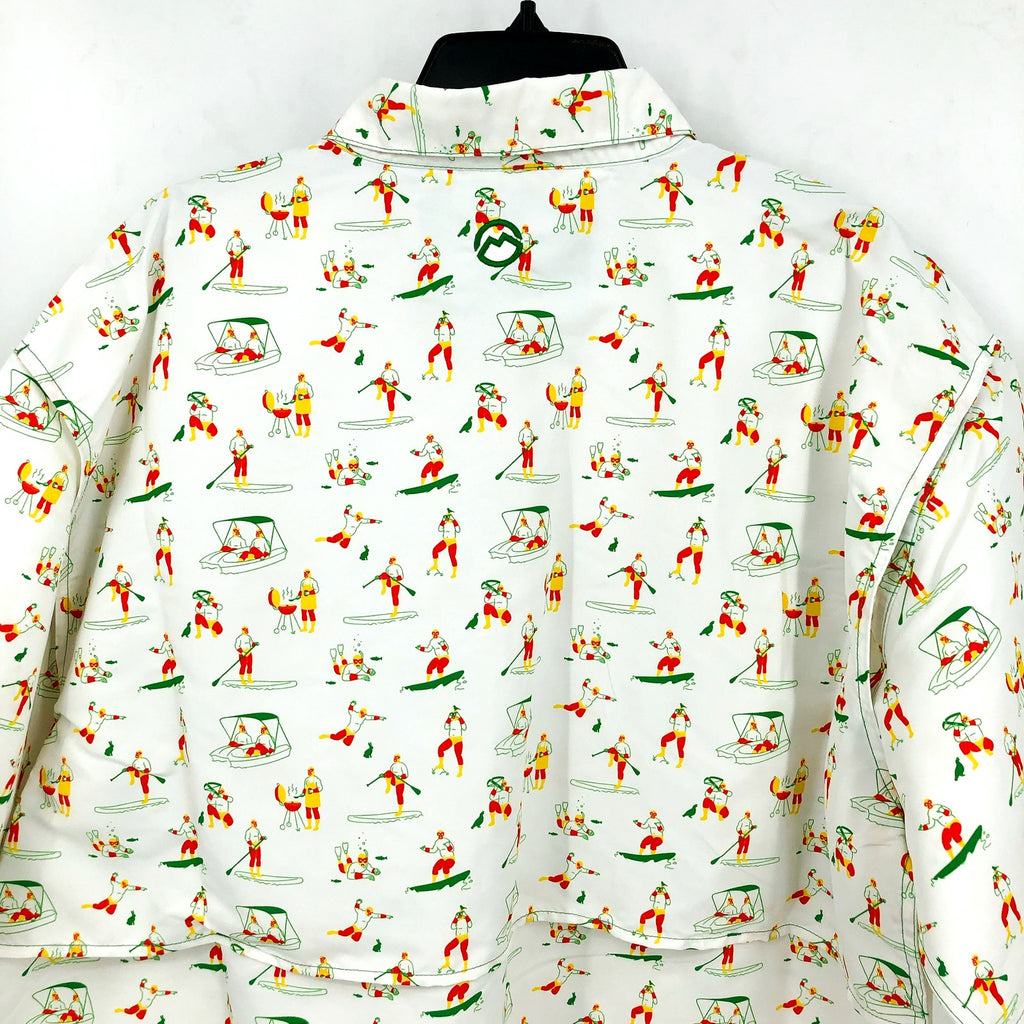 MAGELLAN Mens Life As A Luchador Fishing Shirt XL White Print Short Sleeve NWOT