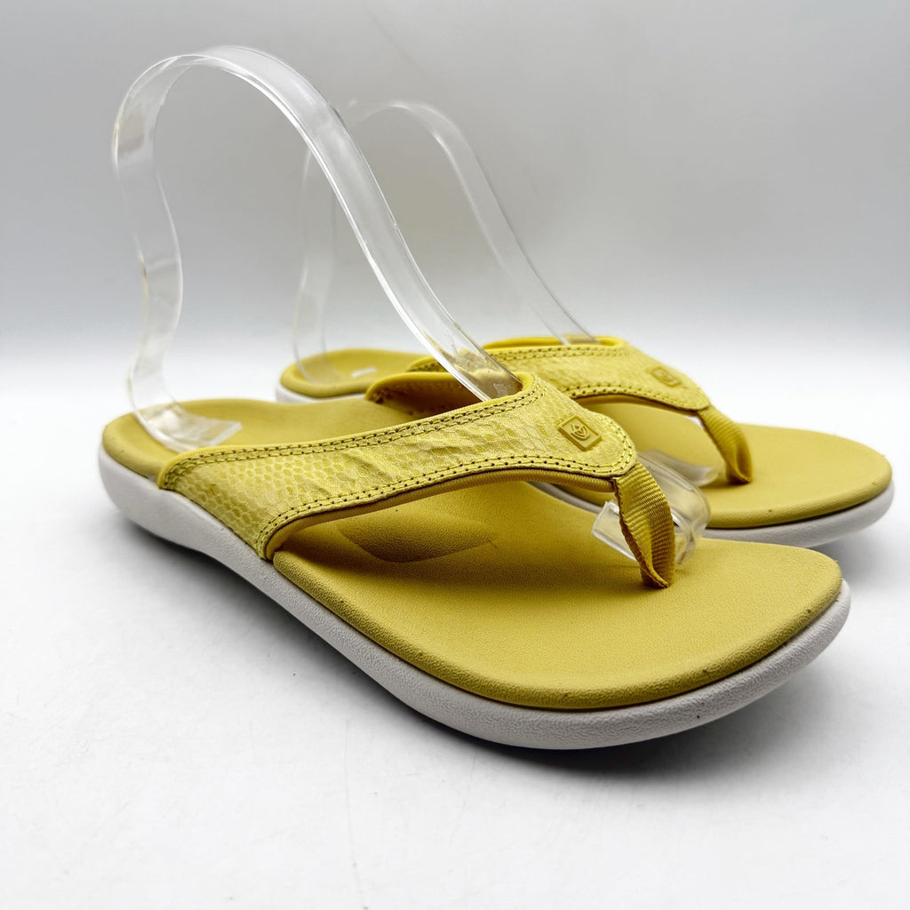 Spenco Womens Yumi Gecko Sandals US 7 WIDE Sundress Yellow Flip Flop NWOB