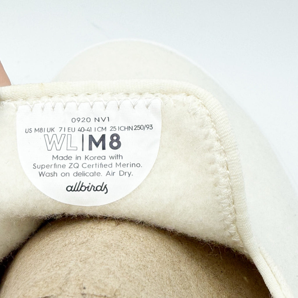 AllBirds Mens Wool Lounger Casual Sneakers Size 8 EU 40.5 White Slip On NIB