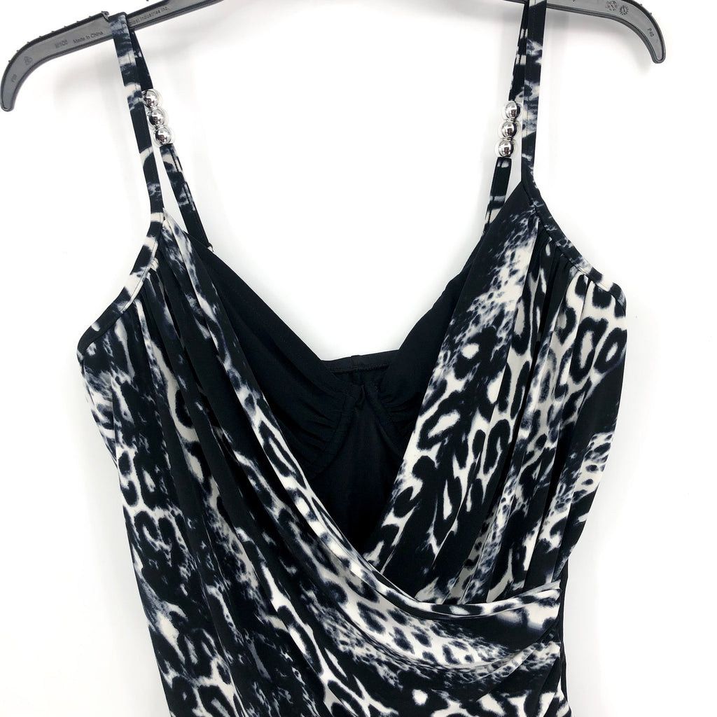 MAGICSUIT Women's Louise One-Piece Swimsuit Size 12 Black White Skin Deep NWT