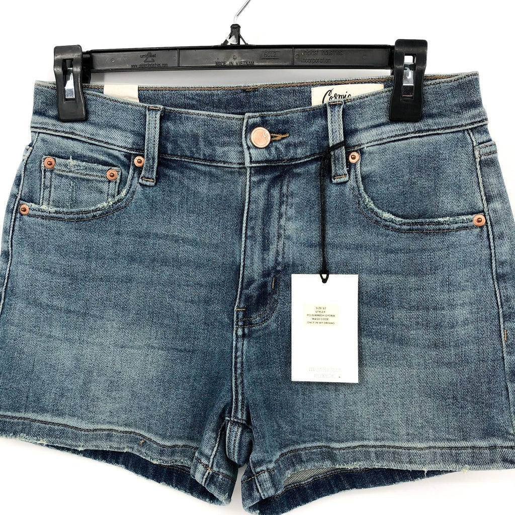 STITCH FIX X COSMIC BLUE LOVE Cuffed Denim Shorts Size 27 US 4 Blue Mid Rise NWT