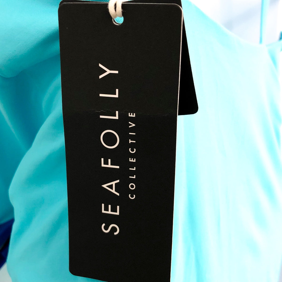 SEAFOLLY Collective V Neck One Piece Swimsuit Size 10 Atoll Blue Open Back NWT