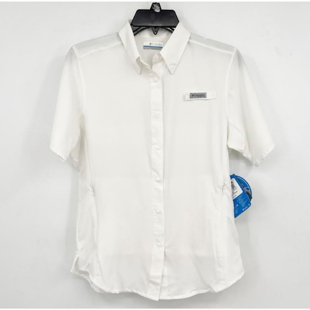COLUMBIA Women's Tamiami II Short Sleeve Shirt Small White Sun Protection NWT