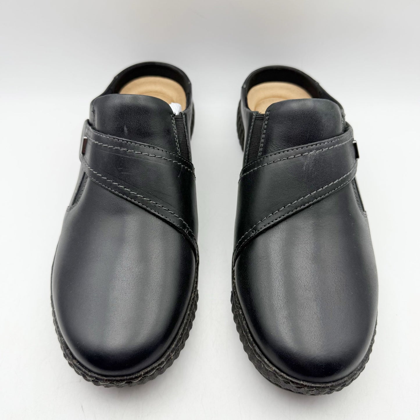 Clarks Womens Caroline Bay Clogs US 11 M EU 42.5 Black Leather SR NIB