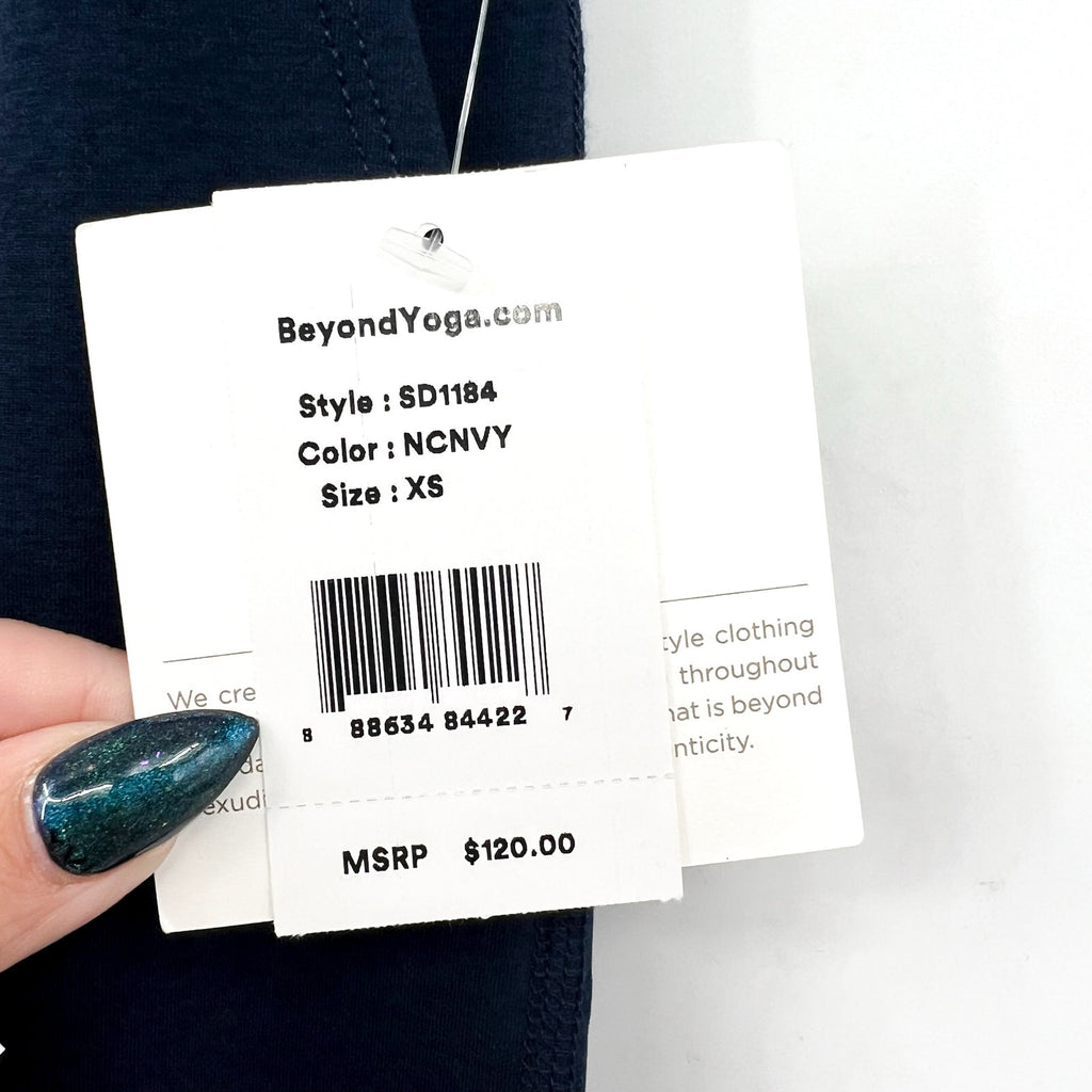 BEYOND YOGA Commuter Midi Joggers XS Nocturnal Navy Blue Drawstring Spacedye NWT