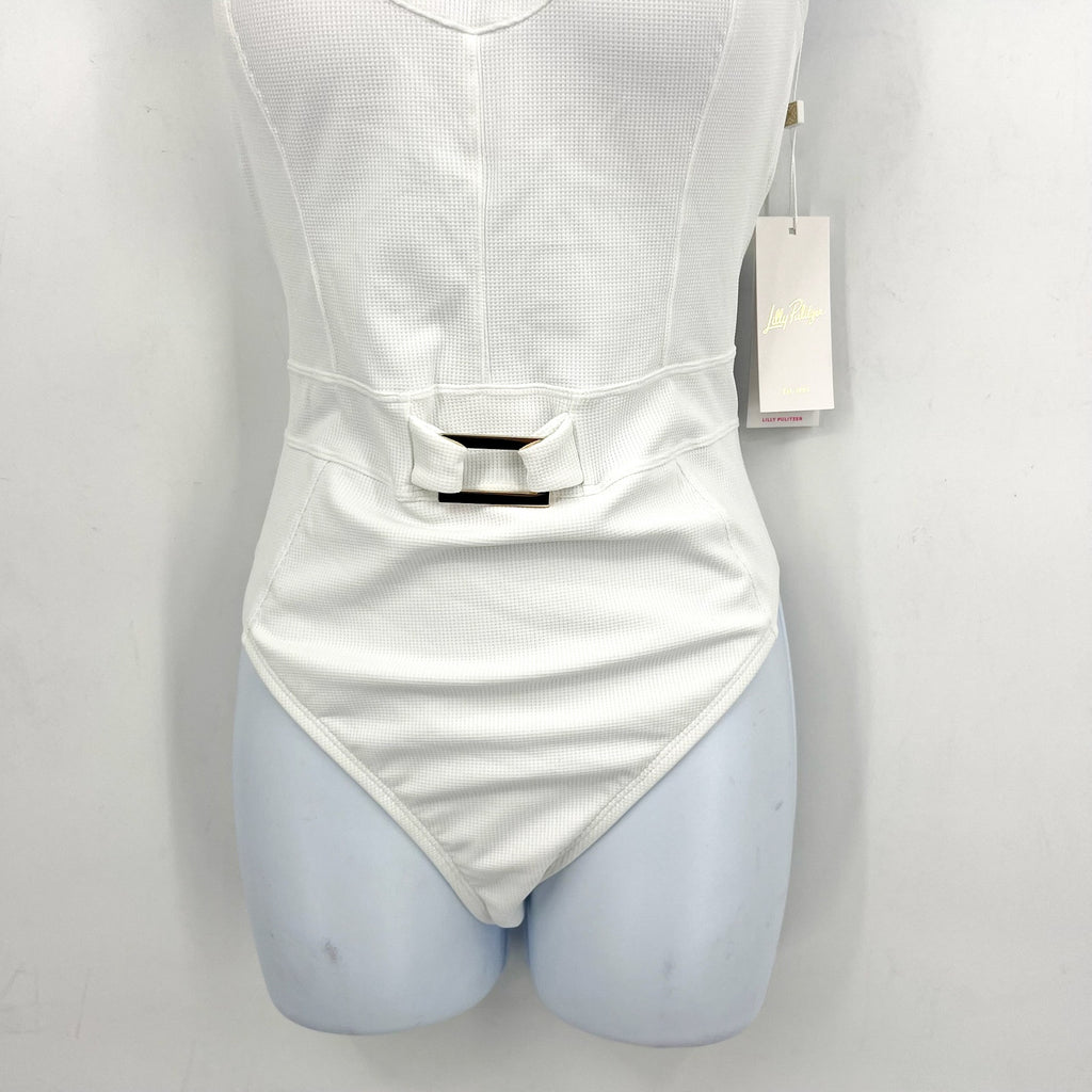 LILLY PULITZER Womens Jyn One-Piece Swimsuit Size 10 Resort White Belt NWT