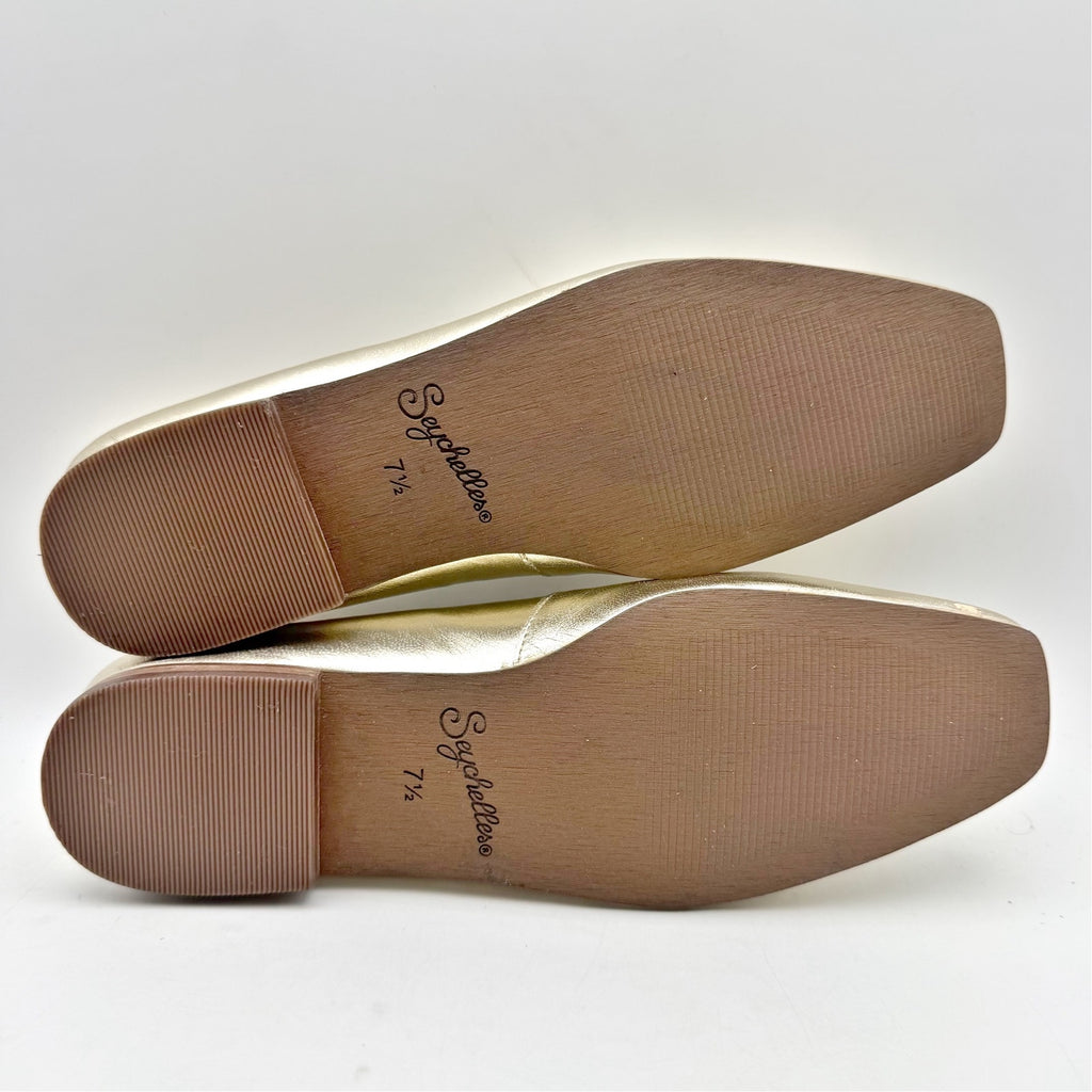 Seychelles Women Little Things Flats US 7.5 EU 38 Platinum Gold Leather NWOB