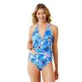 TOMMY BAHAMA Palma Fresca Tankini Top Small Blue White Palm Modern NWT
