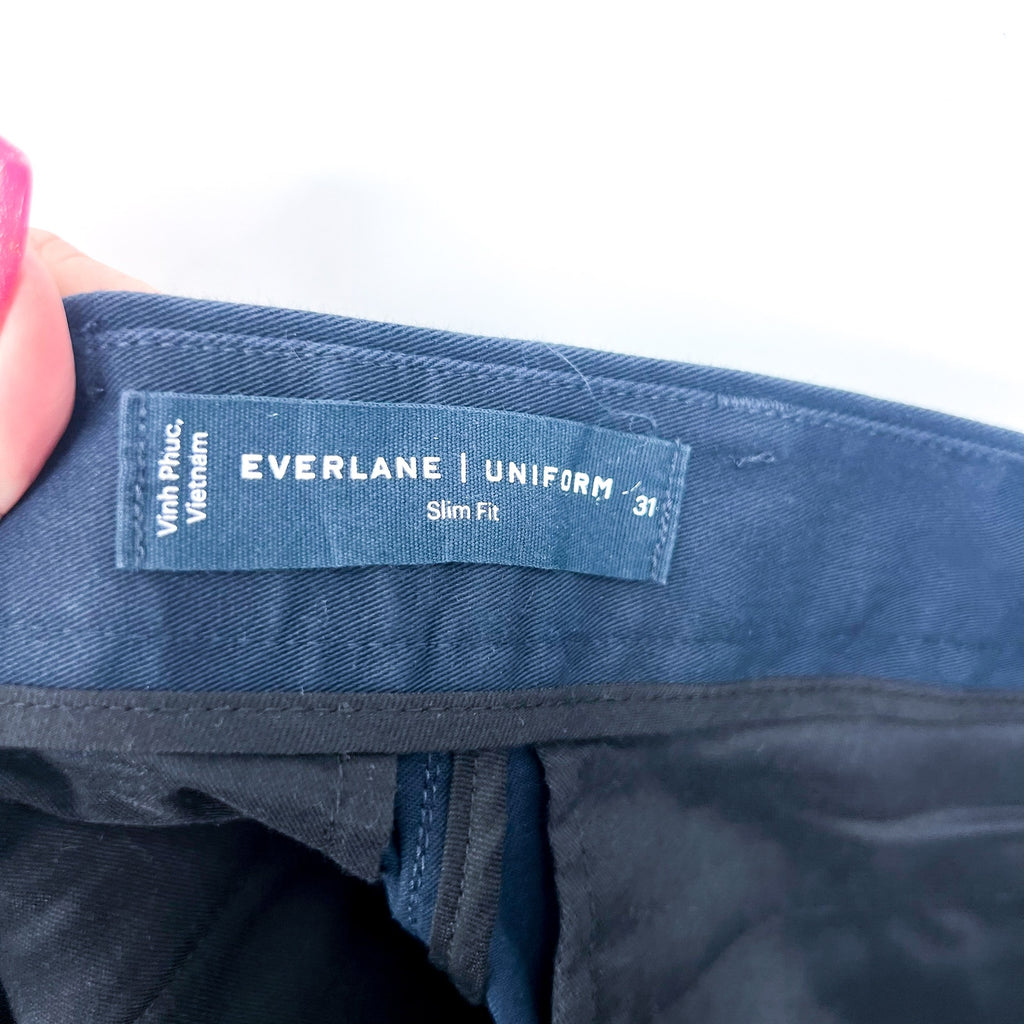 EVERLANE Men's 7” Slim-Fit Performance Chino Shorts Size 31 Navy Blue NWT