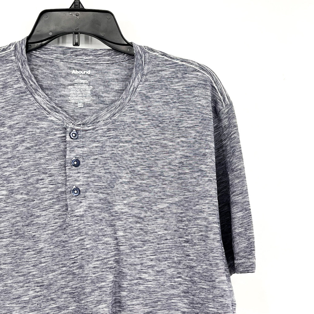 ABOUND Mens Jersey Slub Henley Tee Large Navy Blue White Short Sleeve Cotton NWT