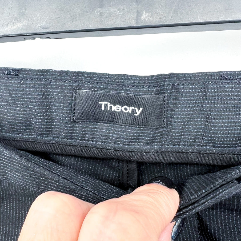 THEORY Mens Zaine SW S Eclipse Multi Coil Shorts Size 38 Navy Blue Pinstripe NWT