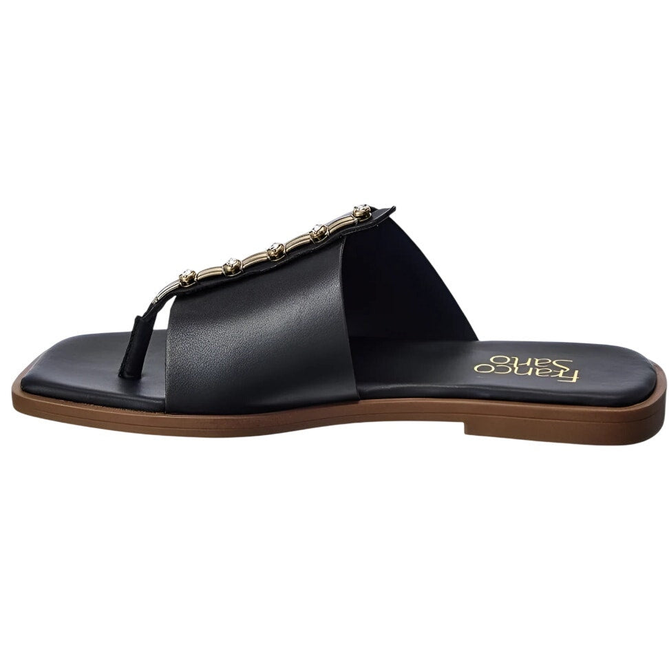 Franco Sarto Womens Megs Sandals SIZE 9 M EU 39 Black Leather Rhinestone NIB