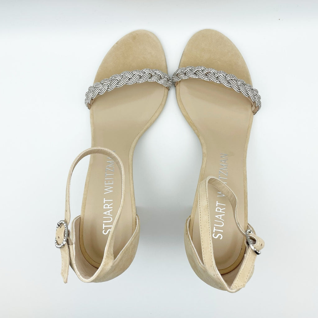 Stuart Weitzman Womens Nearlynude Highshine Sandal Size 11 Adobe Beige Heel NWOB