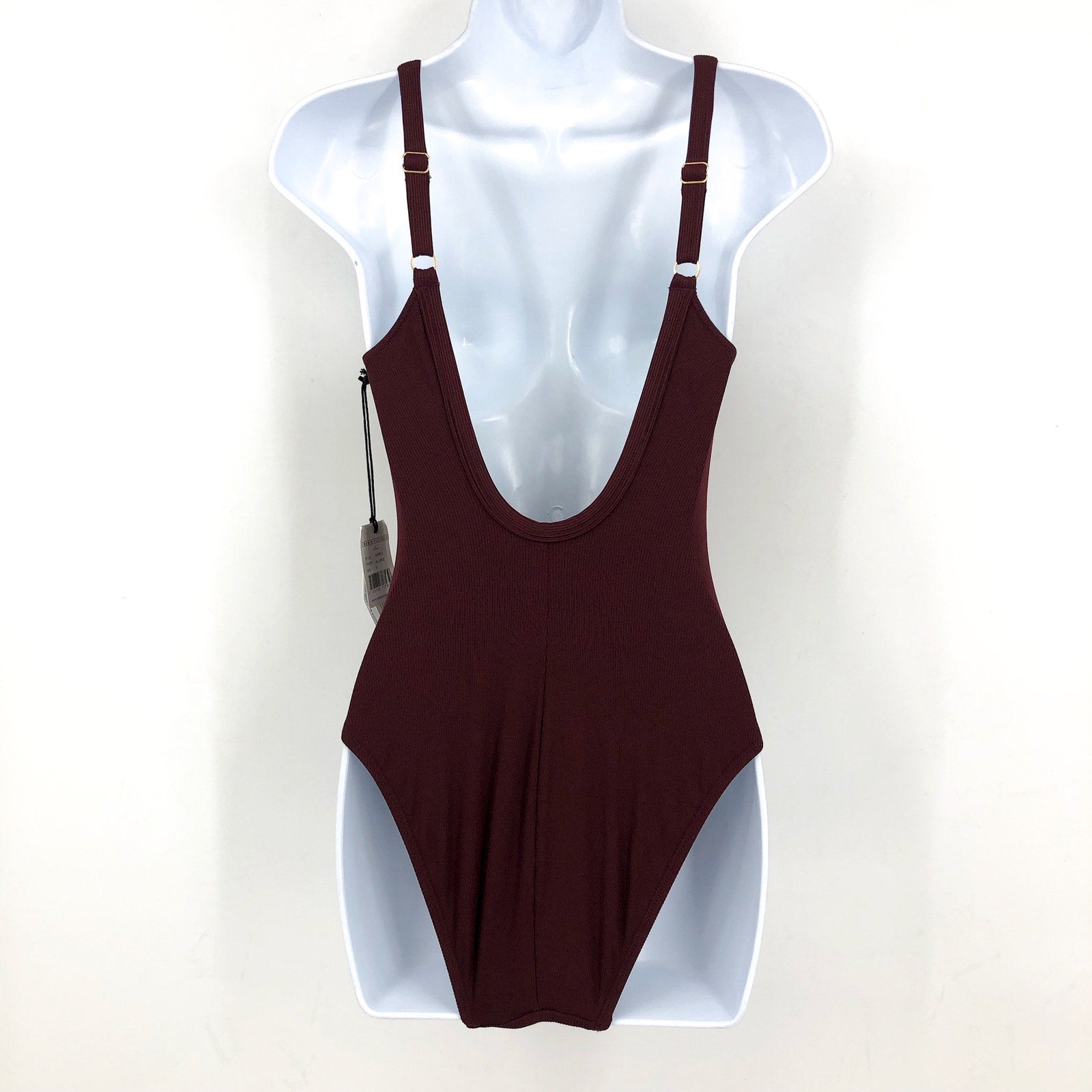 ROBIN PICCONE Women's Amy Snap V Neck One-Piece Swimsuit Size 6 Red AllSpice NWT