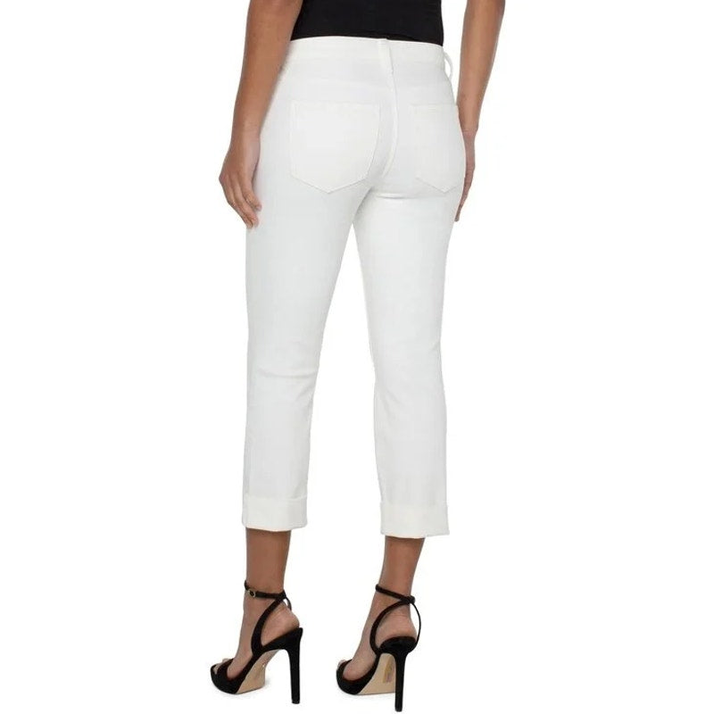 LIVERPOOL Charlie Crop Skinny Jeans Size 25 US 0 Bone White Cuff High Rise NWT