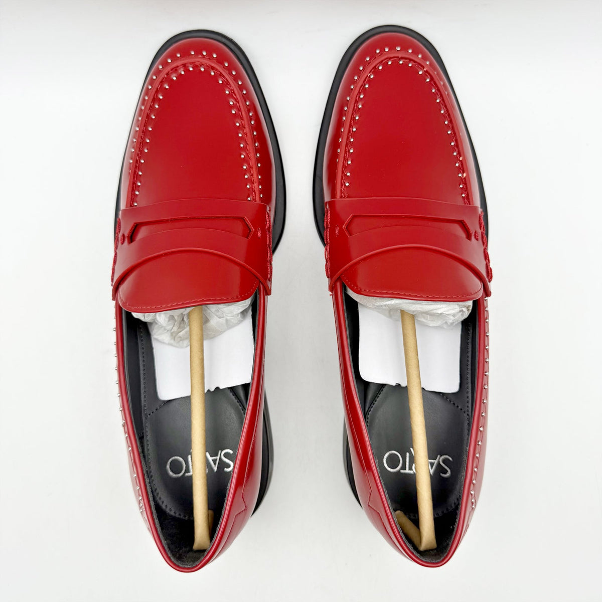 Franco Sarto Women's Eden Studded Loafers Size 9 M EU 40 Red Slip On NIB