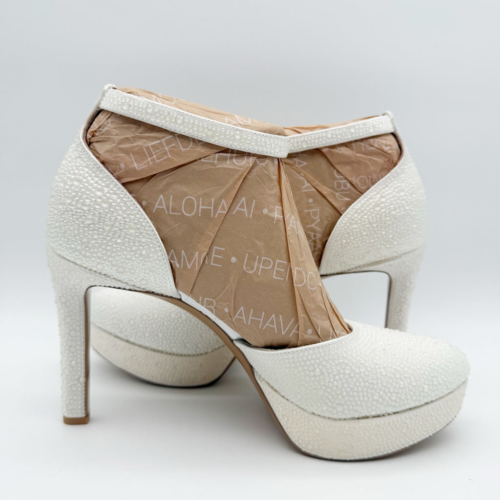 Naturalizer Pnina Tornai Womens Rak Platform Heels Size 8.5 M White Satin NWOB