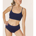 ANDIE SWIM The High Waisted Bikini Bottom Large Navy Blue Full Coverage Swim NWT