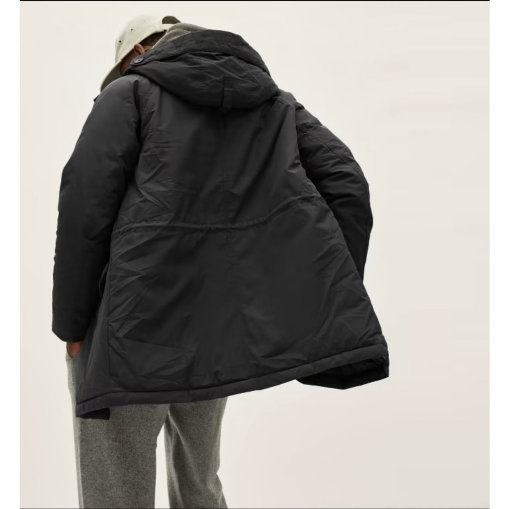 Everlane Mens The Renew Long Parka Coat XS Black Primaloft Hood Extra Heavy NWT