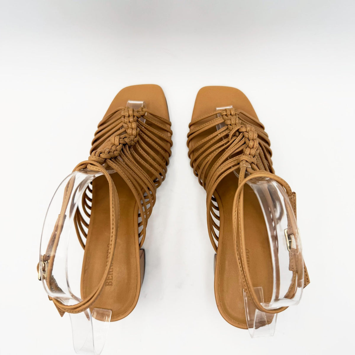Bernardo Womens Briga Strappy Block Heel Sandals Size 6.5 Tan Dune Leather NWOB
