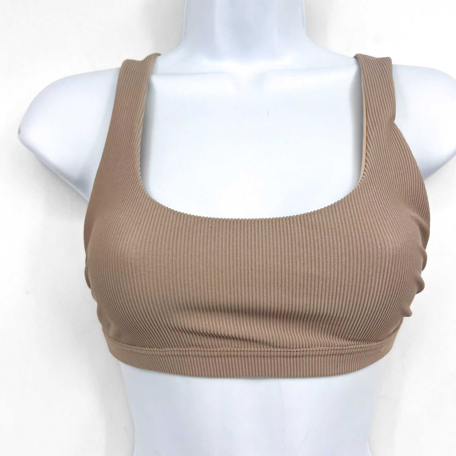 BEACH RIOT Women's Peyton Bikini Top XS Tan Ribbed Bralette Scoop Neck NWT