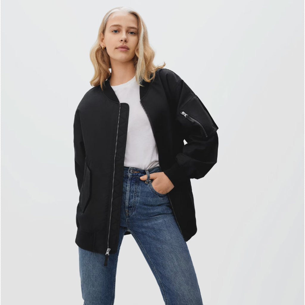 Everlane Womens Cotton Bomber Jacket Small Black NWT