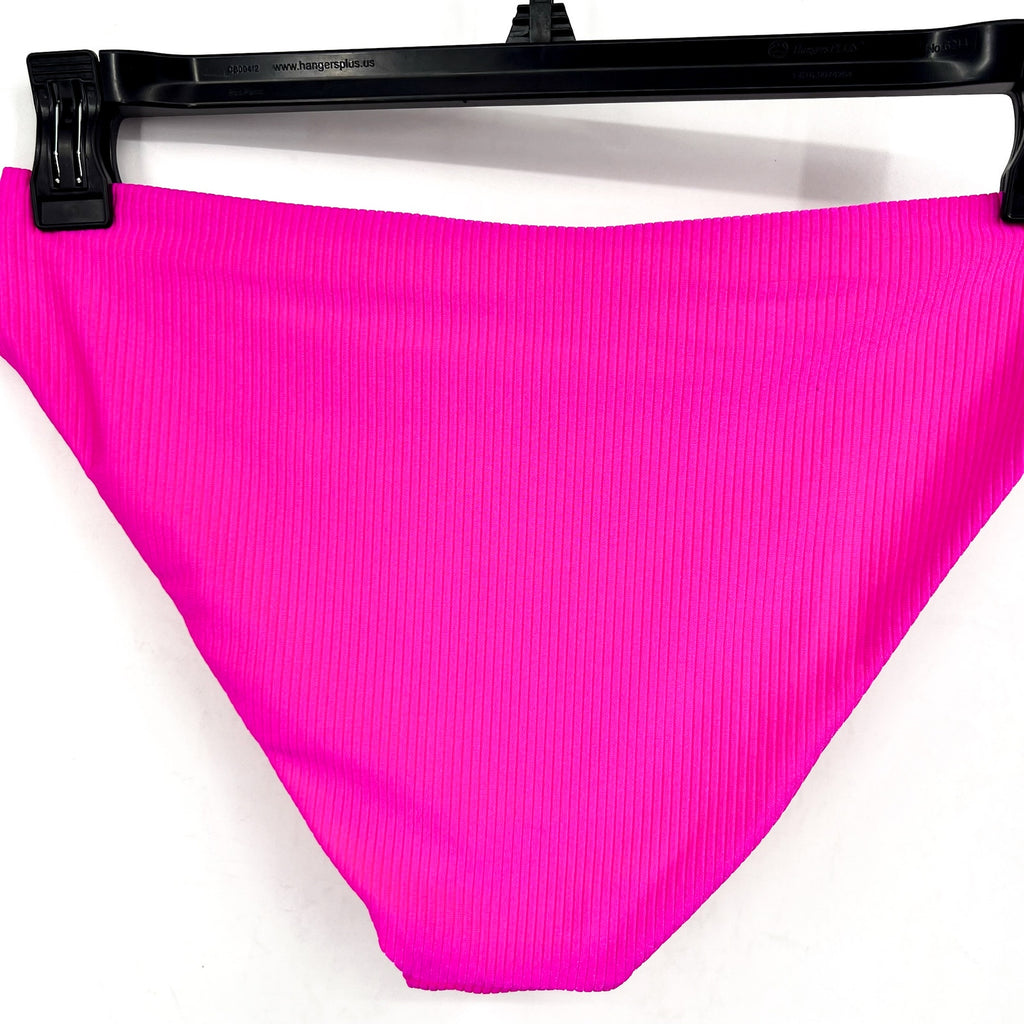 BECCA Women's Monte Carlo Gracie Hipster Bikini Bottom Large Azalea Pink Rib NWT