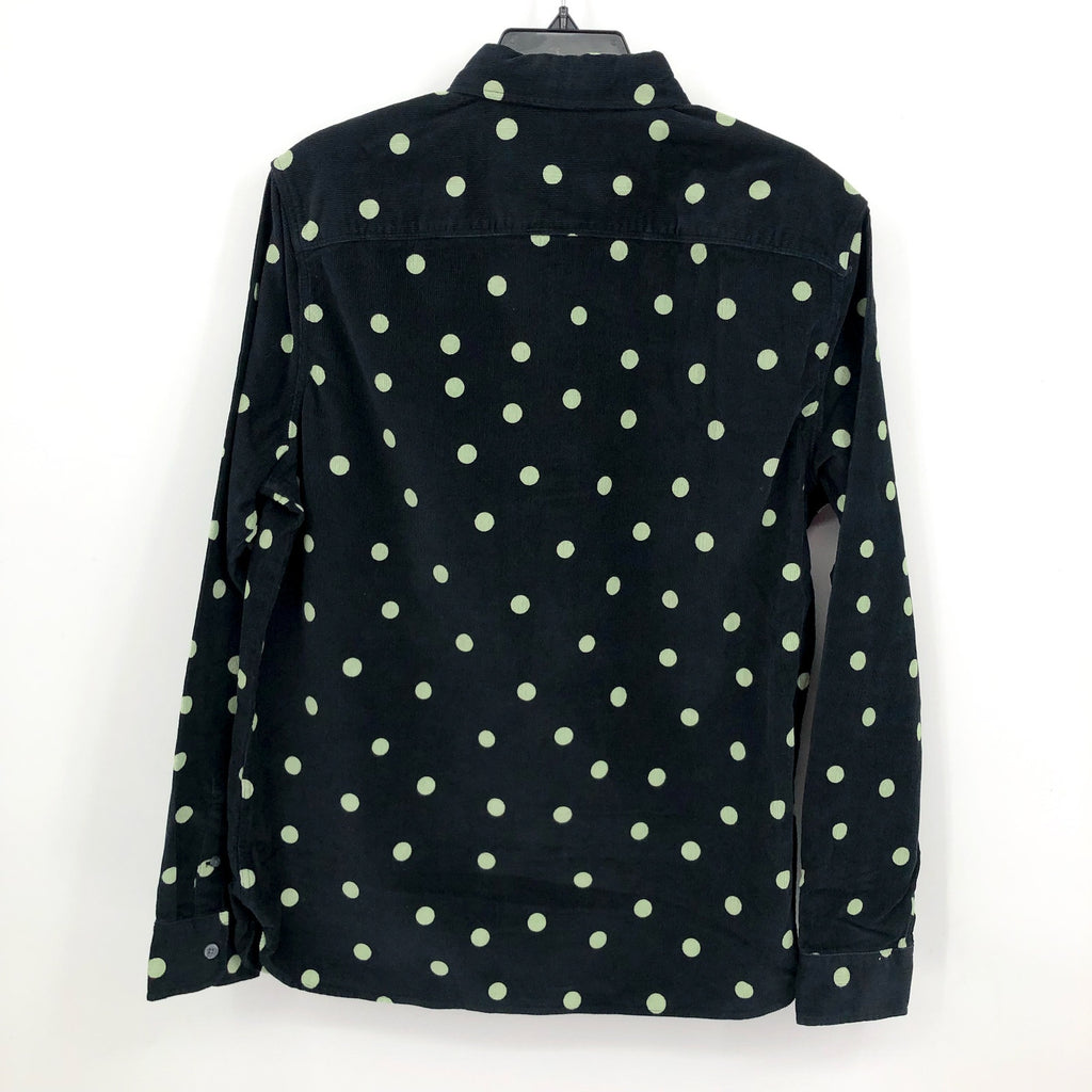 ALLSAINTS Men's Ocular Corduroy Shirt Small Black Long Sleeve Polka Dot NWT