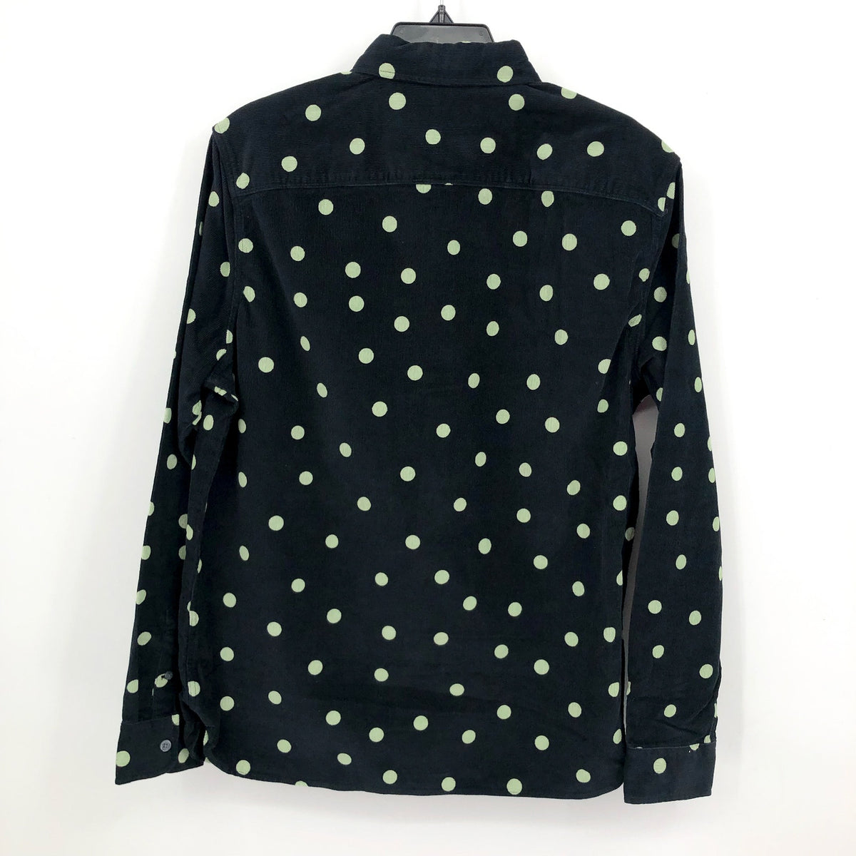 ALLSAINTS Men's Ocular Corduroy Shirt Small Black Long Sleeve Polka Dot NWT