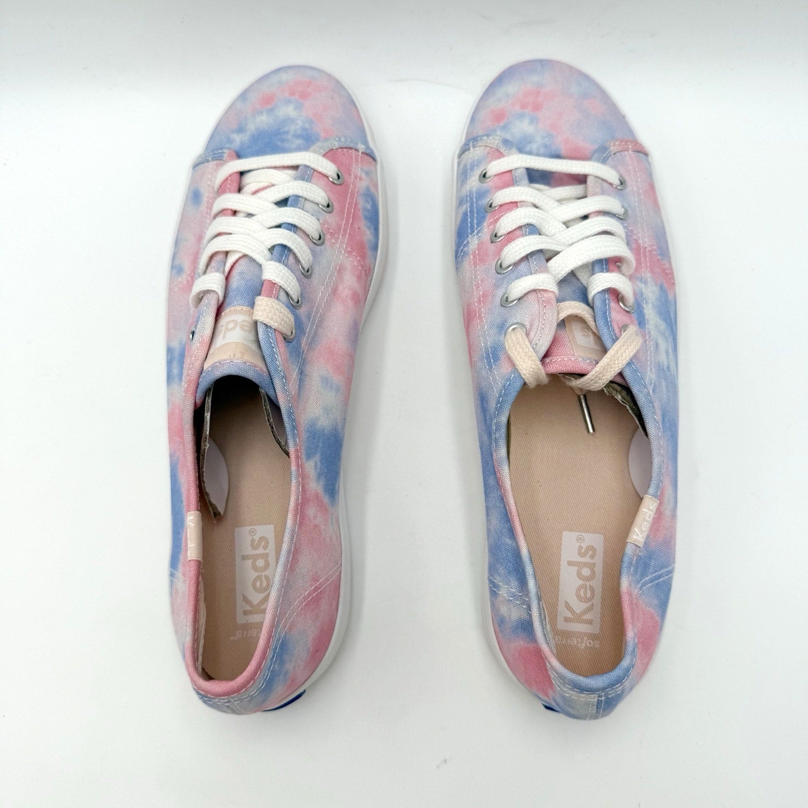 Keds Womens Kickstart Low Sneakers Size 8 Tie Dye Pink Blue Canvas NWOB