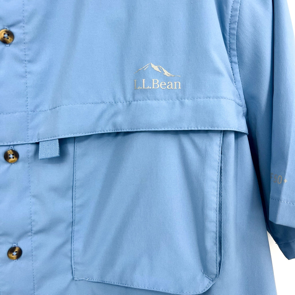 L.L. BEAN Mens Tropicwear Shirt Large Soft Blue Button Down Casual Outdoors NWT