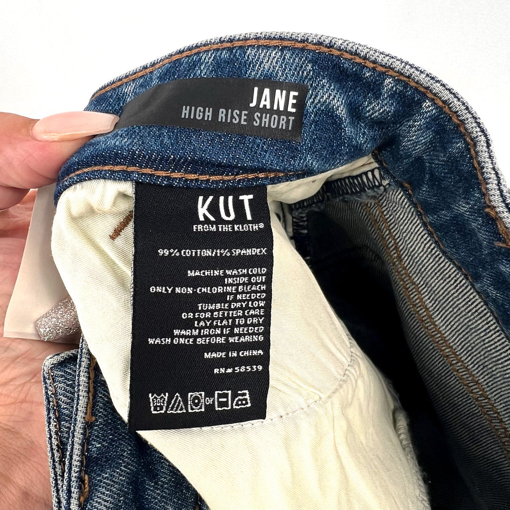 KUT FROM THE KLOTH Jane Jean Shorts Size 0 Proactive Blue Fray Hem NWT
