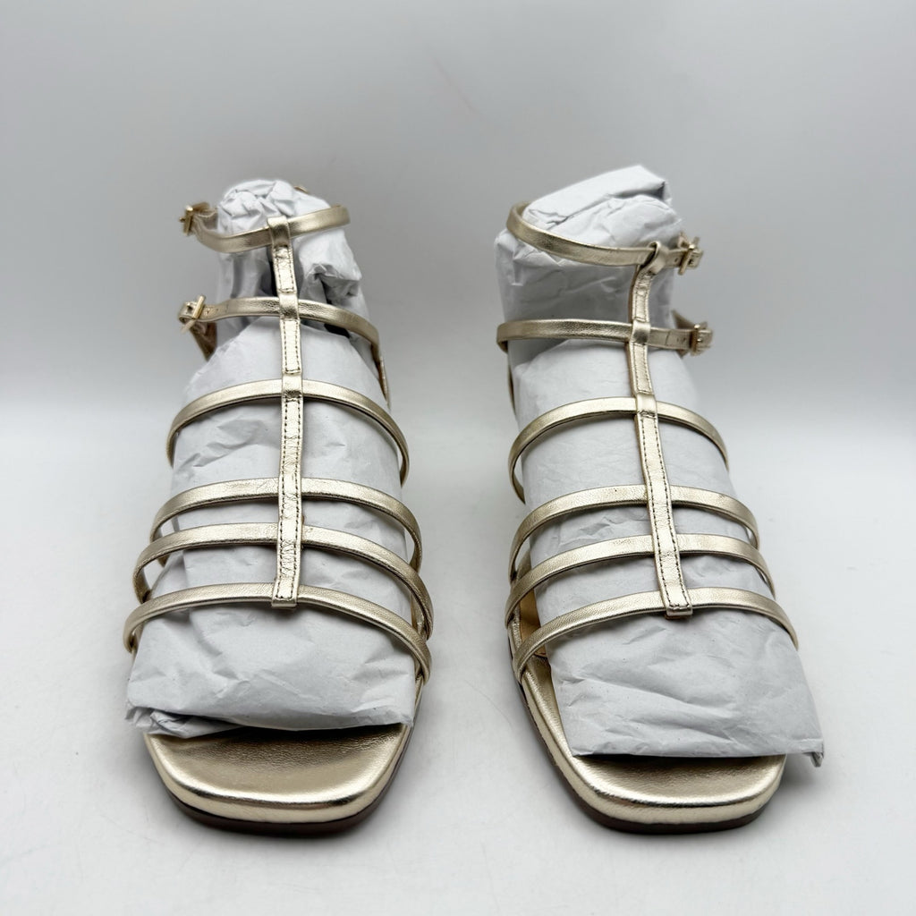 Seychelles Womens Luxurious Wedge Sandals US 7.5 Gold Leather Gladiator NWOB