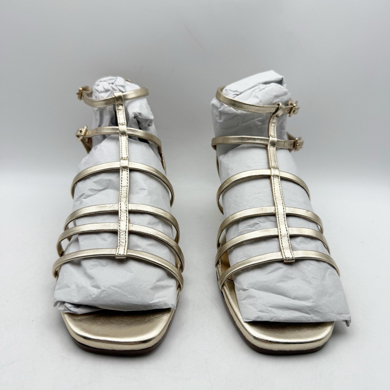 Seychelles Womens Luxurious Wedge Sandals US 7.5 Gold Leather Gladiator NWOB