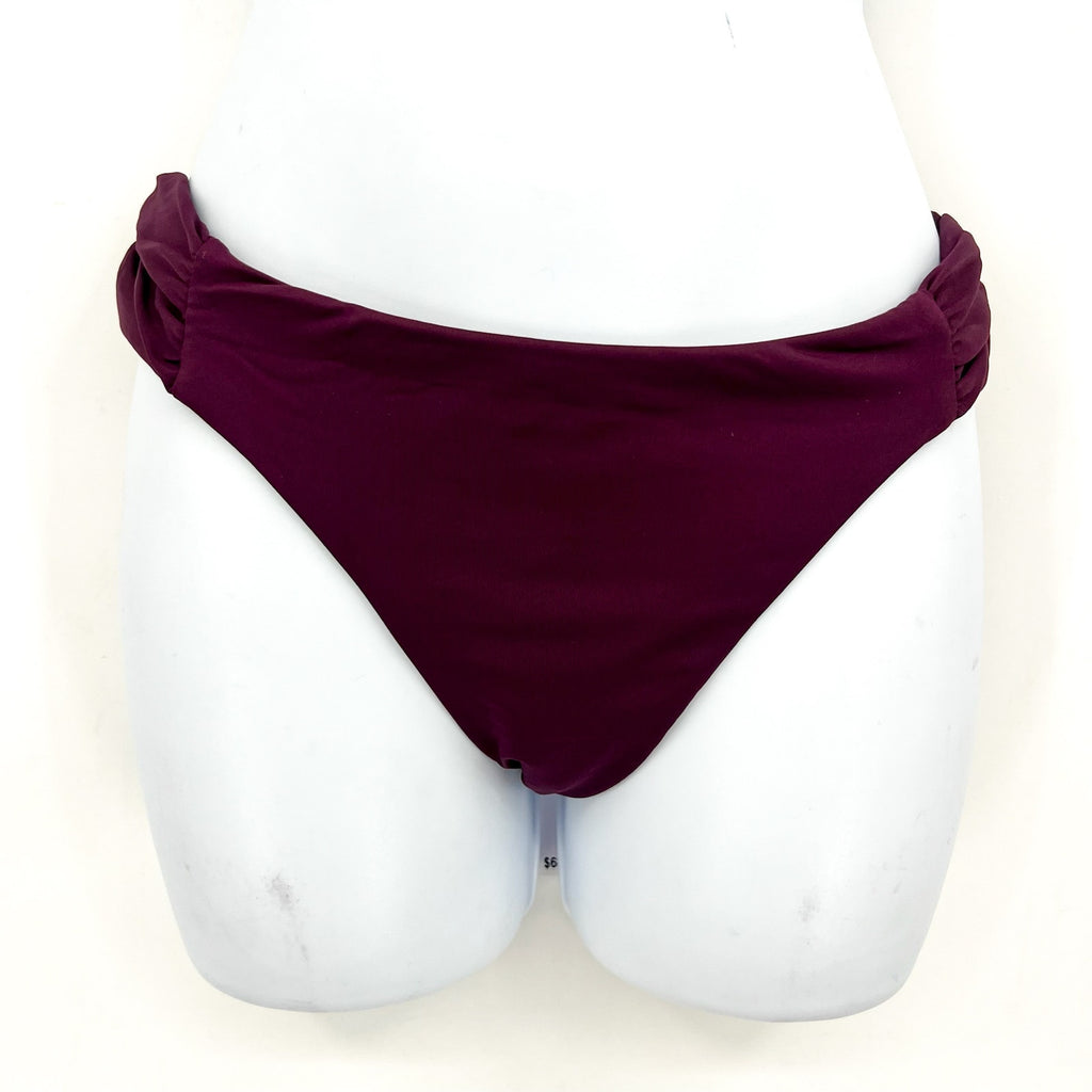 BECCA Women's Muse Side Ruched Bikini Bottoms Small Aubergine Purple Hipster NWT