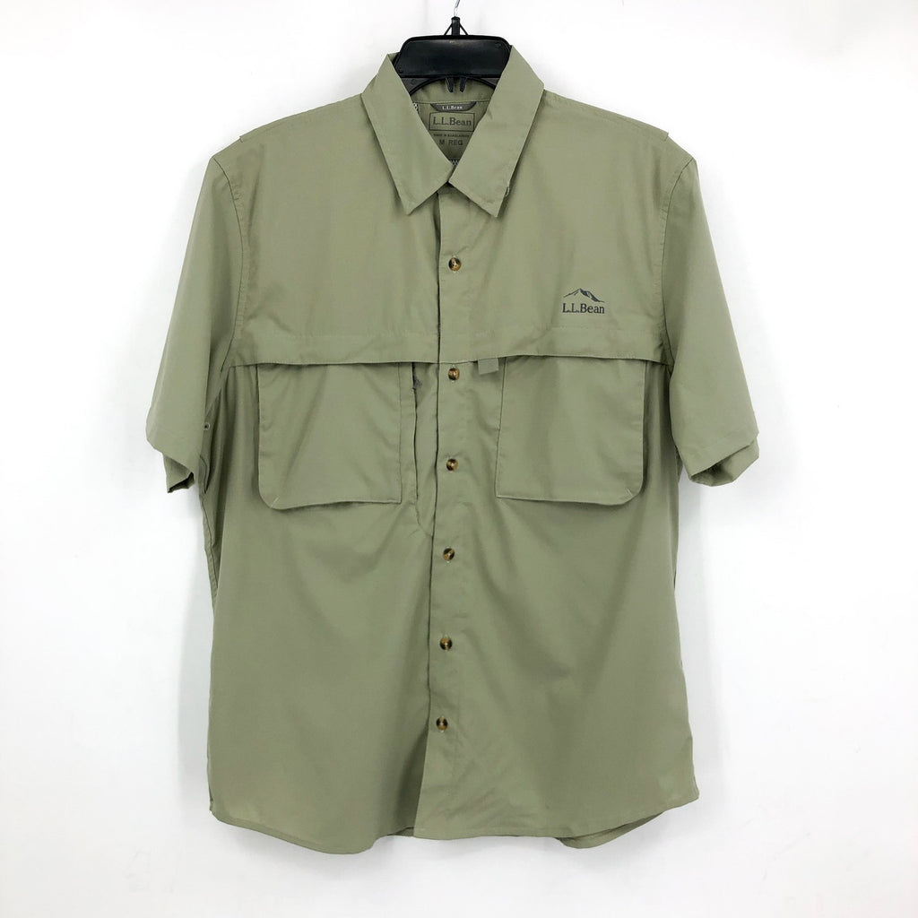 L.L. BEAN Men's SunSmart Tropicwear Shirt Medium Green Sage Short Sleeve NWT