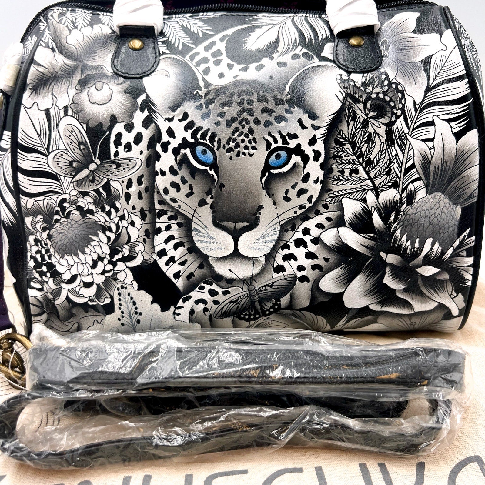 ANUSCHKA Women's Zip Around Classic Satchel Cleopatra’s Leopard Leather NWT