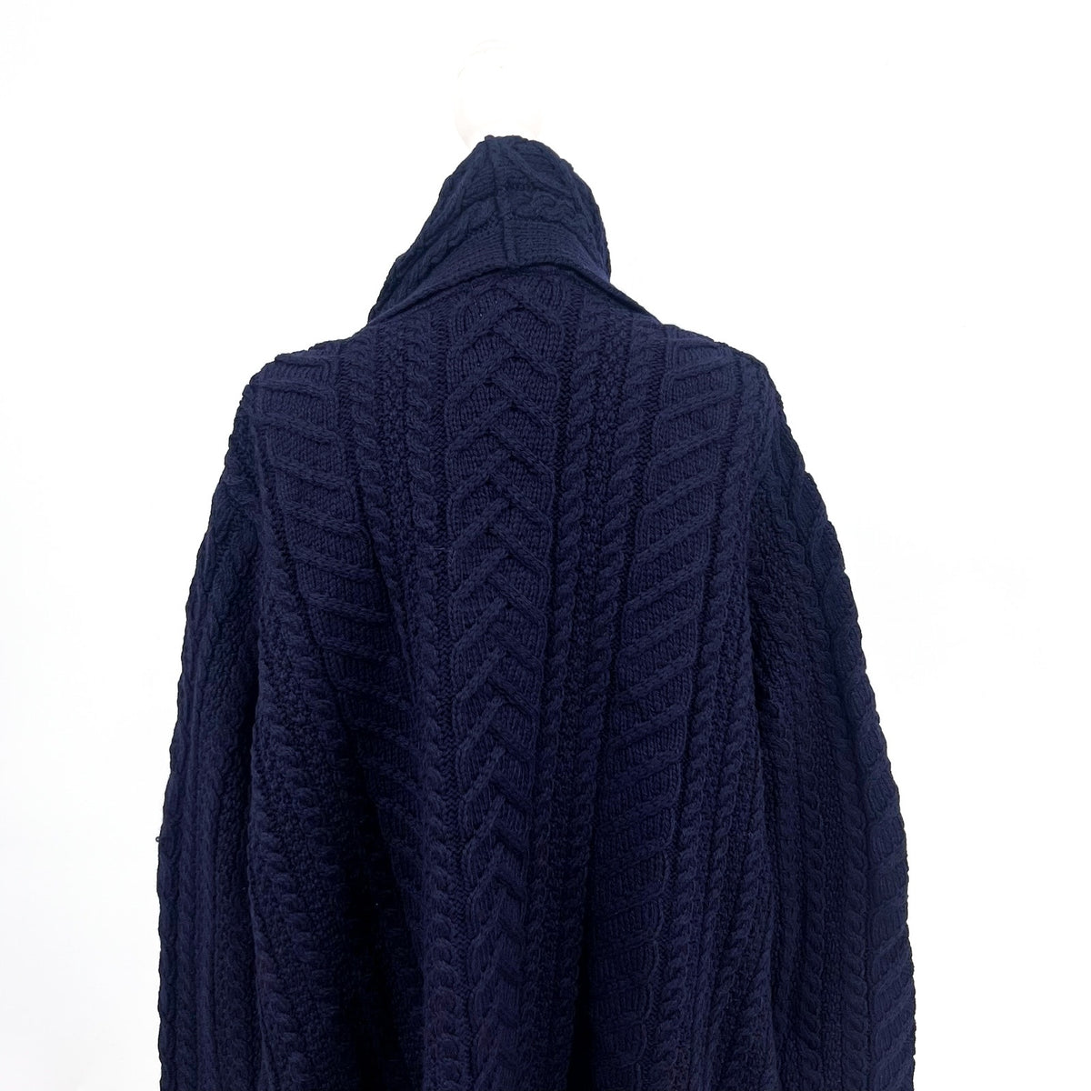 ARAN CRAFTS Women's Waterfall Shawl Cardigan XL Navy Blue Merino Wool NWOT