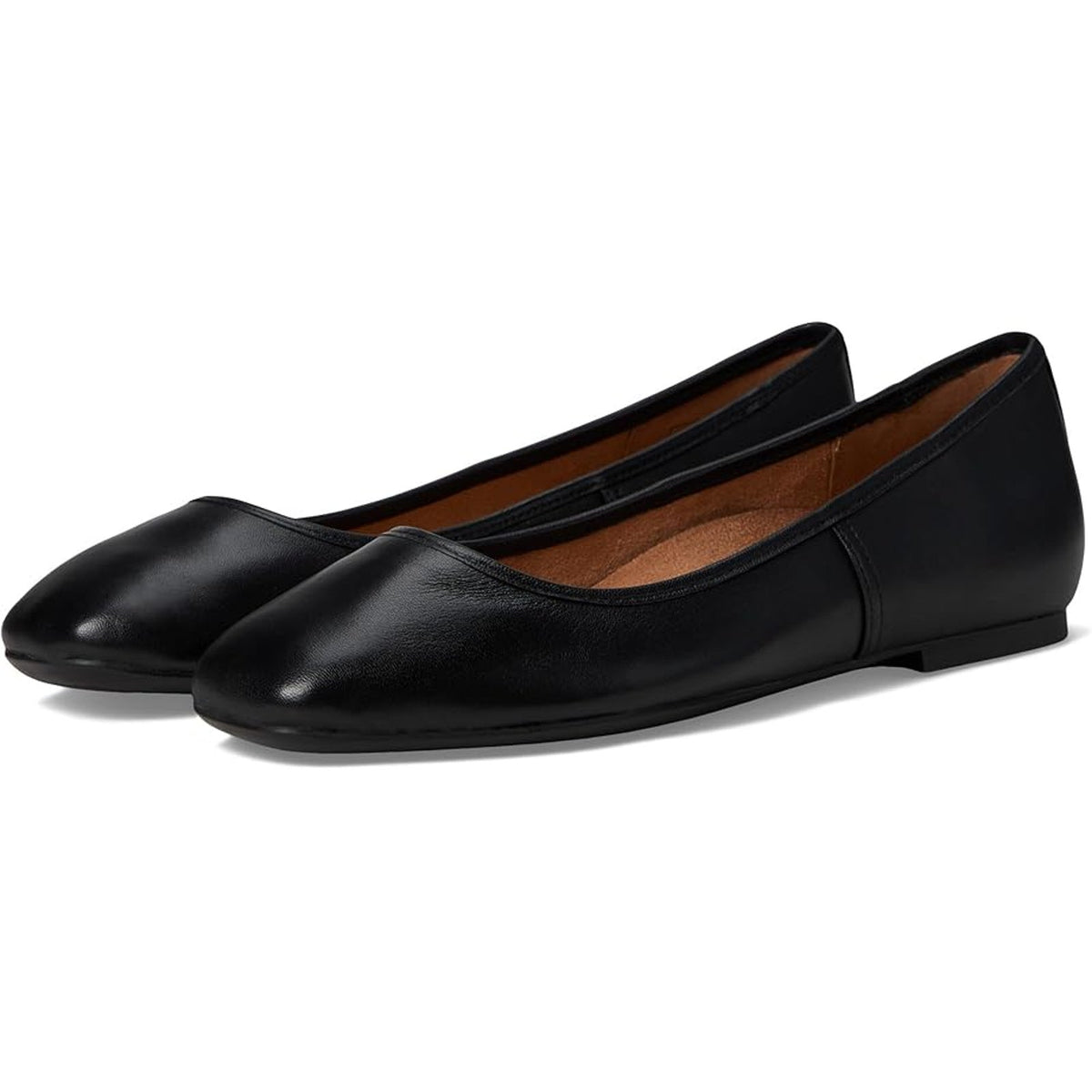 Vionic Womens Orinda Skimmers Flats Size 8.5 WIDE Black Leather Slip On NIB